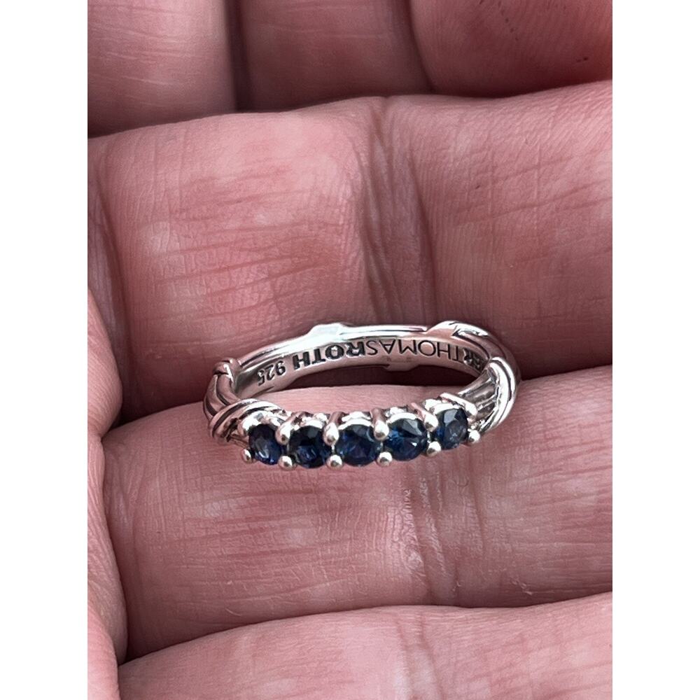 Peter Thomas Roth Sterling Silver Signature Romance Stack Ring Sapphire Size 7 - Picture 10 of 12